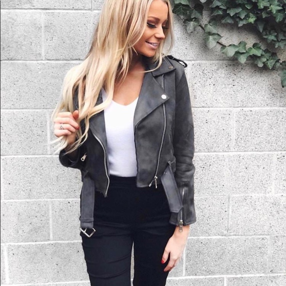Like New faux suede cropped Moto jacket